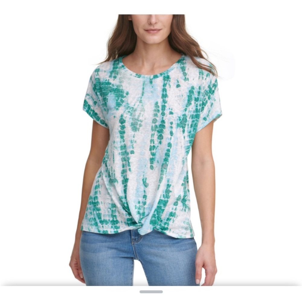DKNY twist hem pullover blouse,Tie- Dye